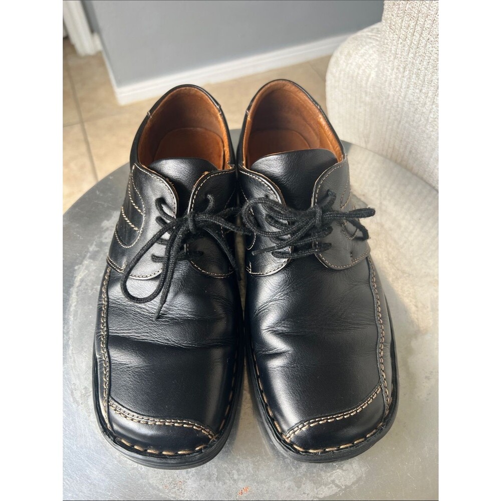 Josef Seibel Black Leather Women's Lace-Up Loafers - Picture 4 of 9